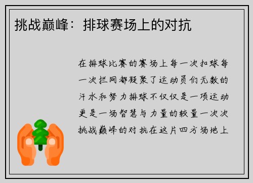 挑战巅峰：排球赛场上的对抗